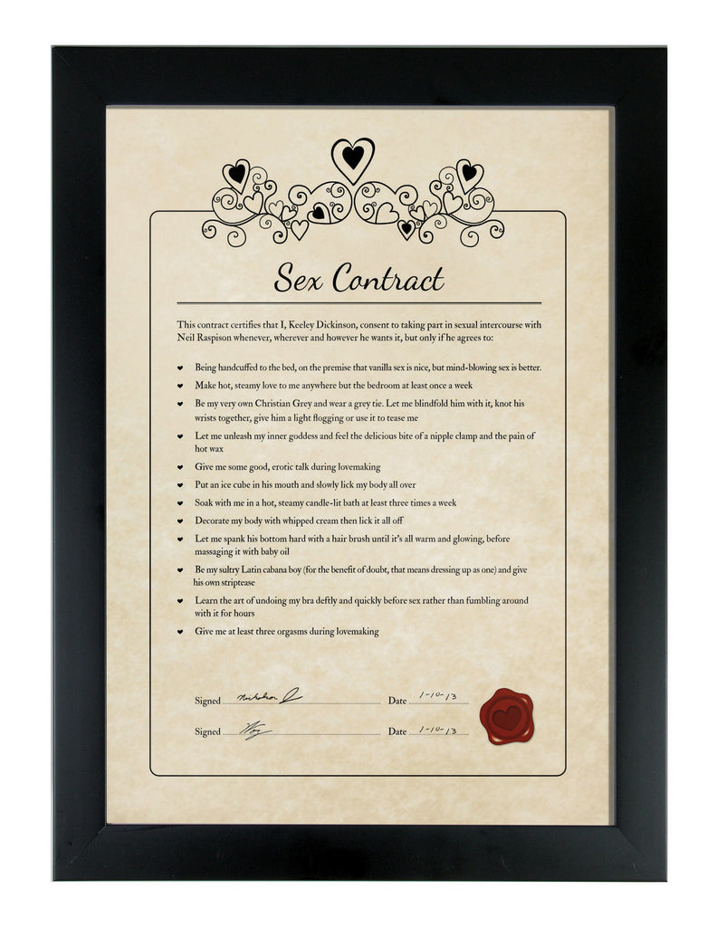 Sexy Contract from woman - in a Black Frame