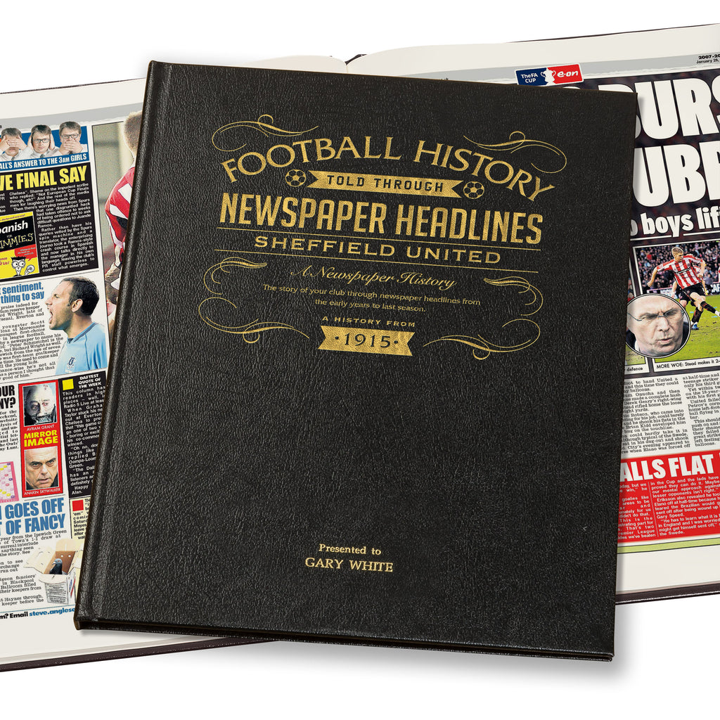 Sheffield United Newspaper Book - Leather Black Cover