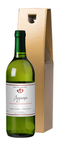 French AC Hearts Valentine White Wine in a Gold Box