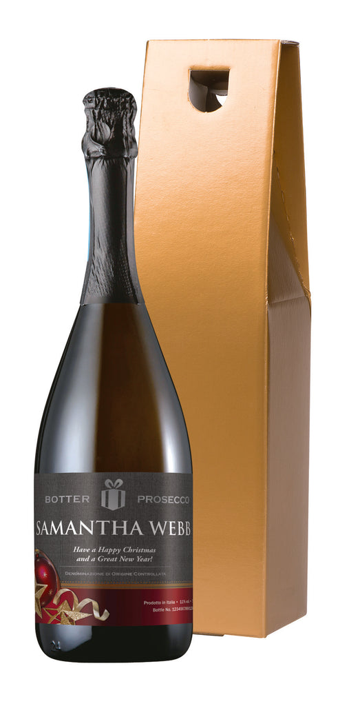 Christmas Baubles Prosecco in a Gold Box