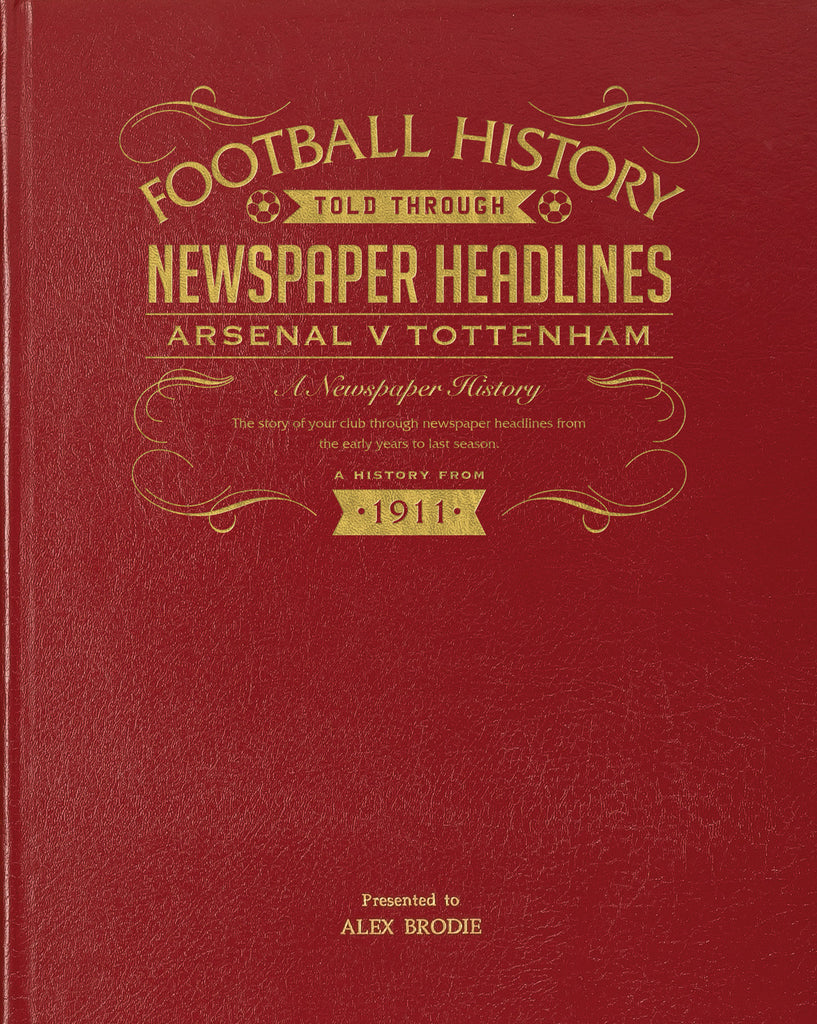 Arsenal V Spurs Derby Newspaper Book Leather Red Cover