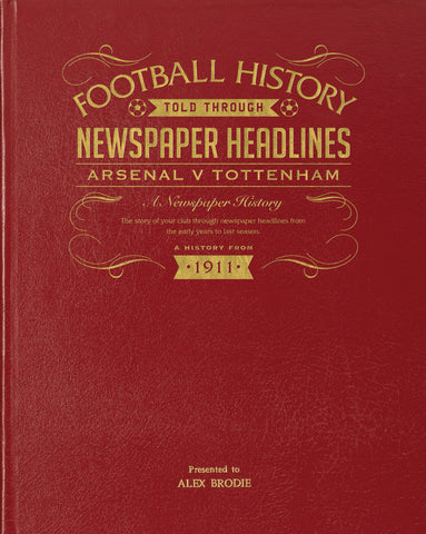 Arsenal V Spurs Derby Newspaper Book Leather Red Cover