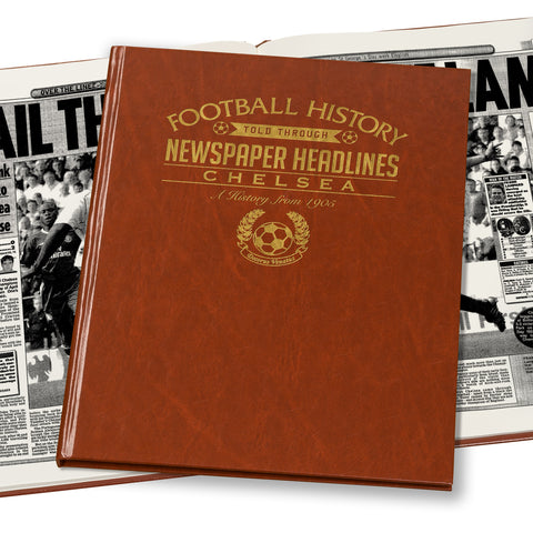 Chelsea Football Newspaper Book - Brown Leatherette