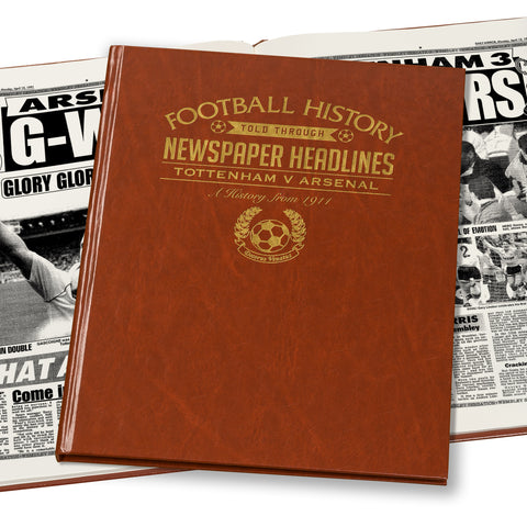Spurs V Arsenal Derby Newspaper Book - Brown Leatherette
