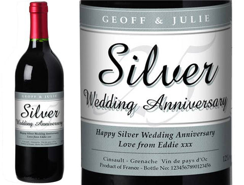 25th Anniversary Personalised Red Wine