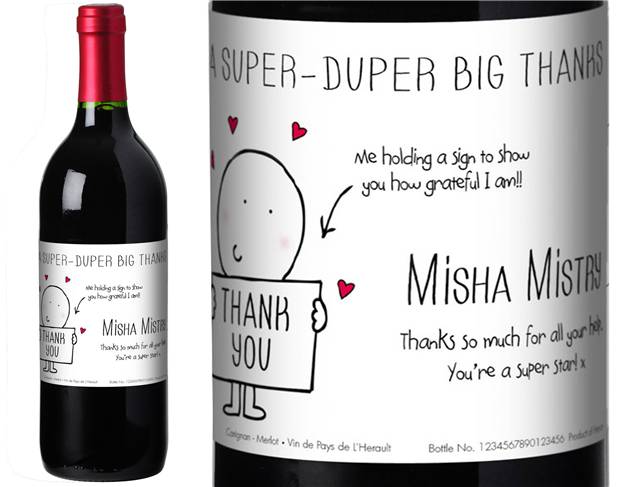 Chilli & Bubble’s Thank You Personalised Red Wine