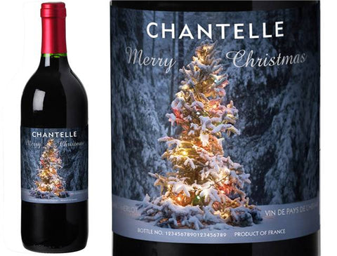 Tree Lights Christmas Personalised Red Wine