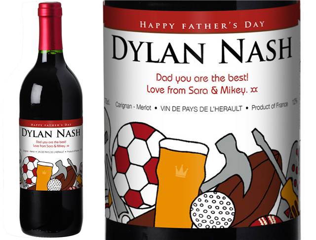 Father's Day Montage Personalised Red Wine