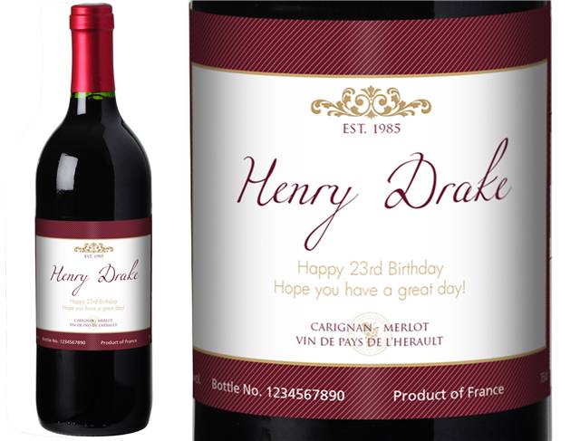Red Frame Personalised Red Wine