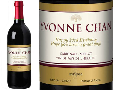 Gold Personalised Red Wine