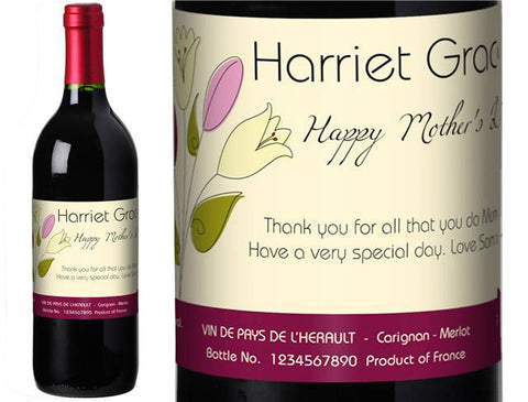 Mother's Day Bouquet Personalised Red Wine