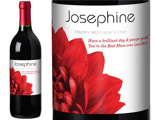 Mother's Day Dahlias Personalised Red Wine
