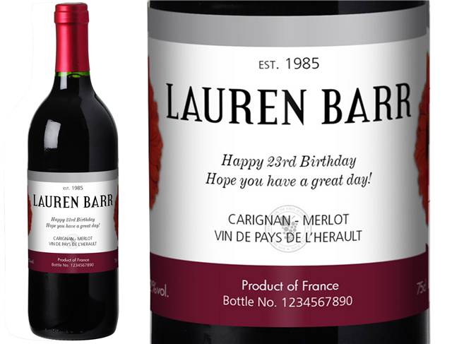 Flowers Personalised Red Wine