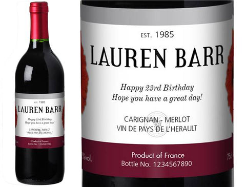 Flowers Personalised Red Wine