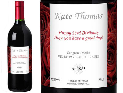 Roses Personalised Red Wine