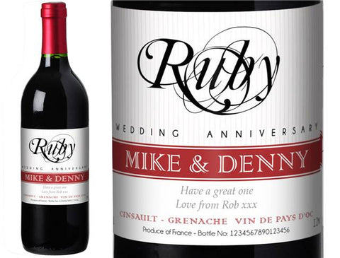 Ruby Anniversary Personalised Red Wine