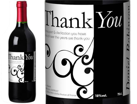 Swirls to say Thank You Personalised Red Wine