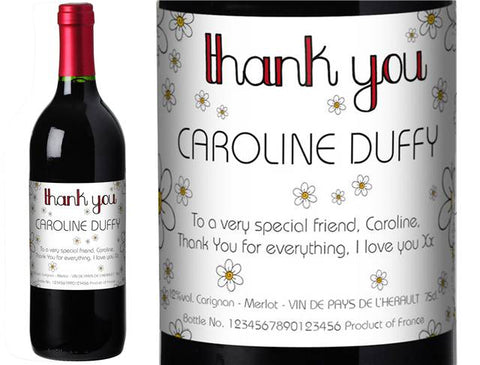 Thank You Daisies Personalised Red Wine