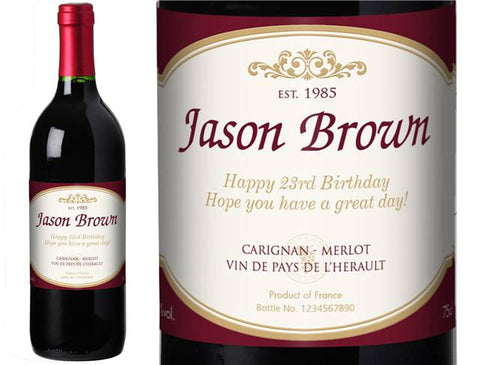 Traditional Personalised Red Wine