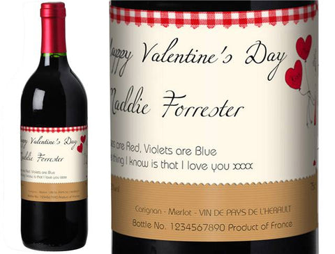 Kiss Me Valentine Personalised Red Wine
