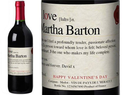 I Love You Valentine Personalised Red Wine