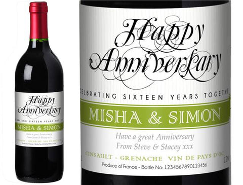 Anniversary Personalised Red Wine