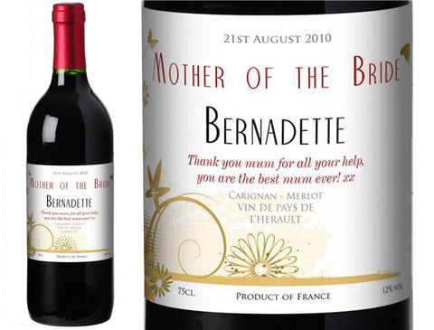 Wedding Flowers Personalised Red Wine