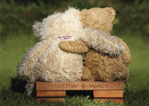 Teddy Bears on Bench Poster