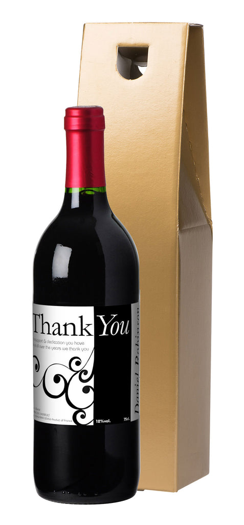 French VdP Swirls to say Thank You Red Wine in a Gold Box