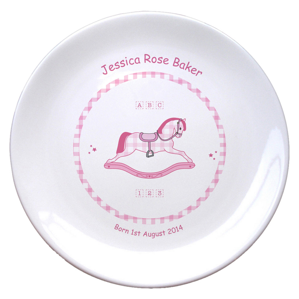 Pink Rocking Horse 8" Bone China Coupe Plate