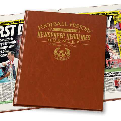 Burnley Football Newspaper Book - Brown Leatherette (Colour Pages)
