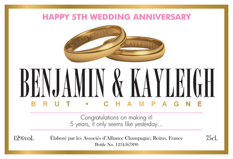 Rings Anniversary Labels for Champagne