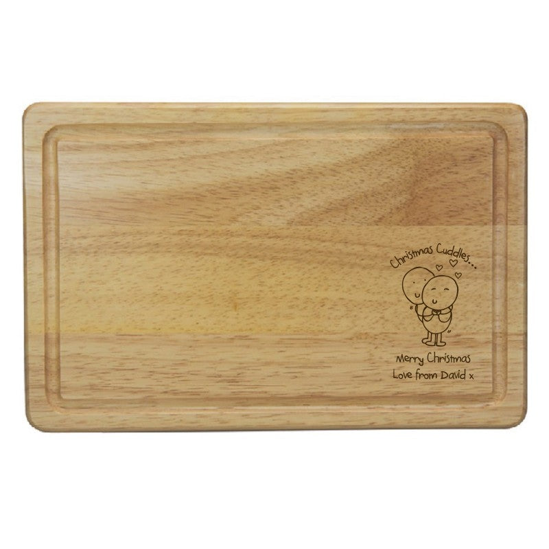 Chilli & Bubble's Christmas Cuddles Rectangle Wooden Chopping Board