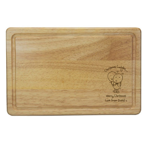 Chilli & Bubble's Christmas Cuddles Rectangle Wooden Chopping Board