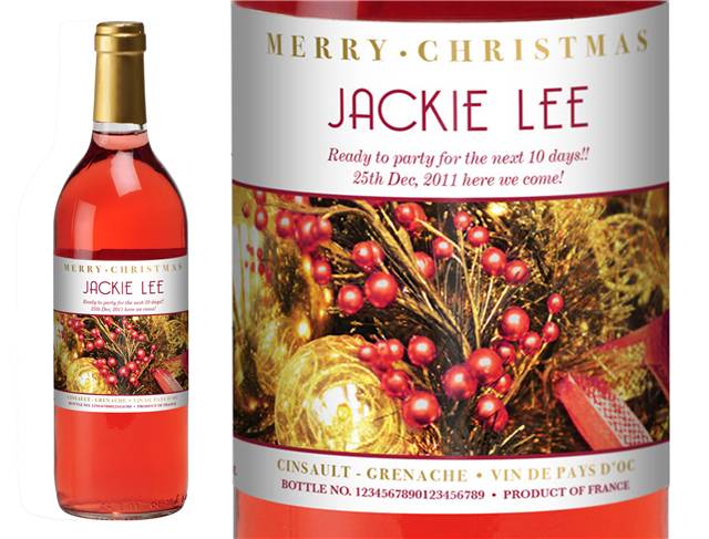 Christmas Decorations Personalised Rosé Wine
