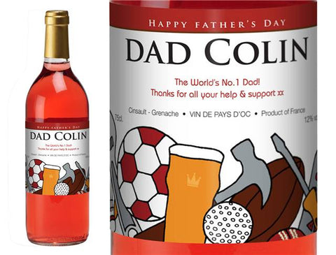 Father's Day Montage Personalised Rosé Wine