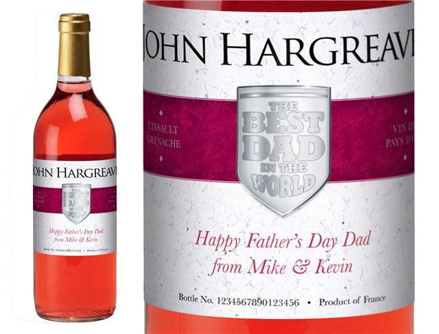Father's Day Shield Personalised Rosé Wine