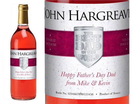 Father's Day Shield Personalised Rosé Wine
