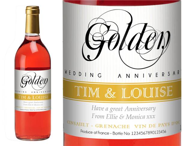 Gold Anniversary Personalised Rosé Wine