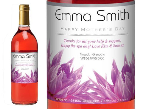 Mother's Day Dahlias Personalised Rosé Wine