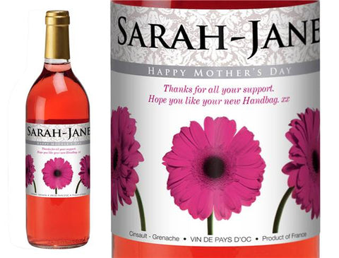 Mother's Day Gerberas Personalised Rosé Wine