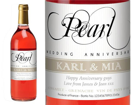 Pearl Anniversary Personalised Rosé Wine