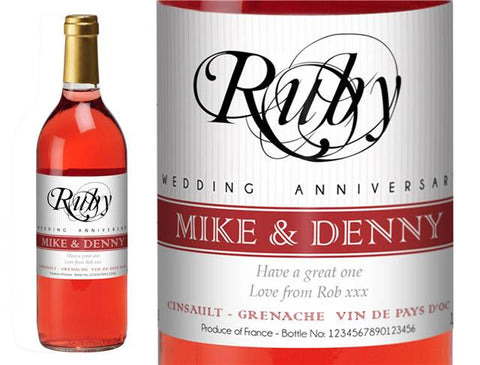 Ruby Anniversary Personalised Rosé Wine
