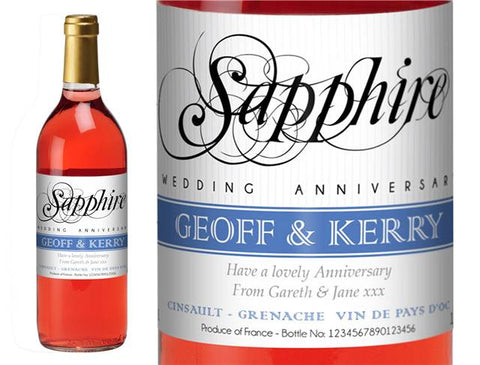 Sapphire Anniversary Personalised Rosé Wine