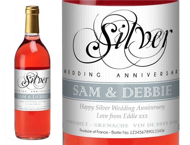 Silver Anniversary Personalised Rosé Wine