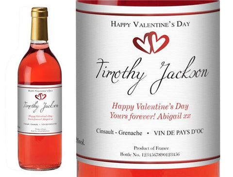 Valentine's Day Hearts Personalised Rosé Wine