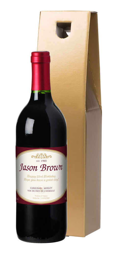 French VdP Traditional Red Wine in a Gold Gift Box