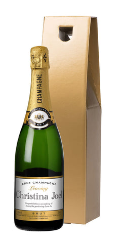Leaving Gift Champagne in a Gold Gift Box