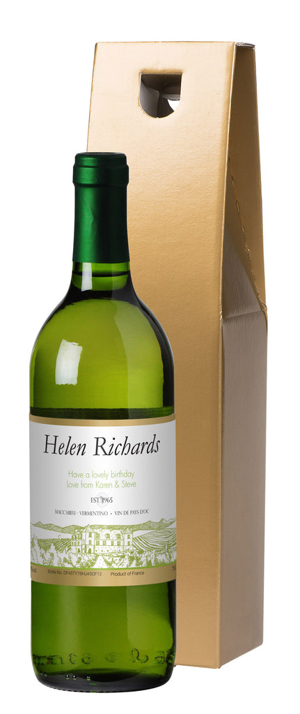 French AC Vineyard White Wine with in a Gold Box