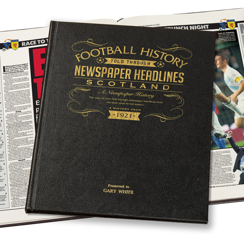 Scotland Football Newspaper Book Leather Black Cover